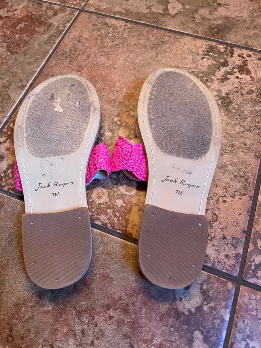 Jack Rogers Hot Pink Crochet Thong Sandals - Picture 2 of 2